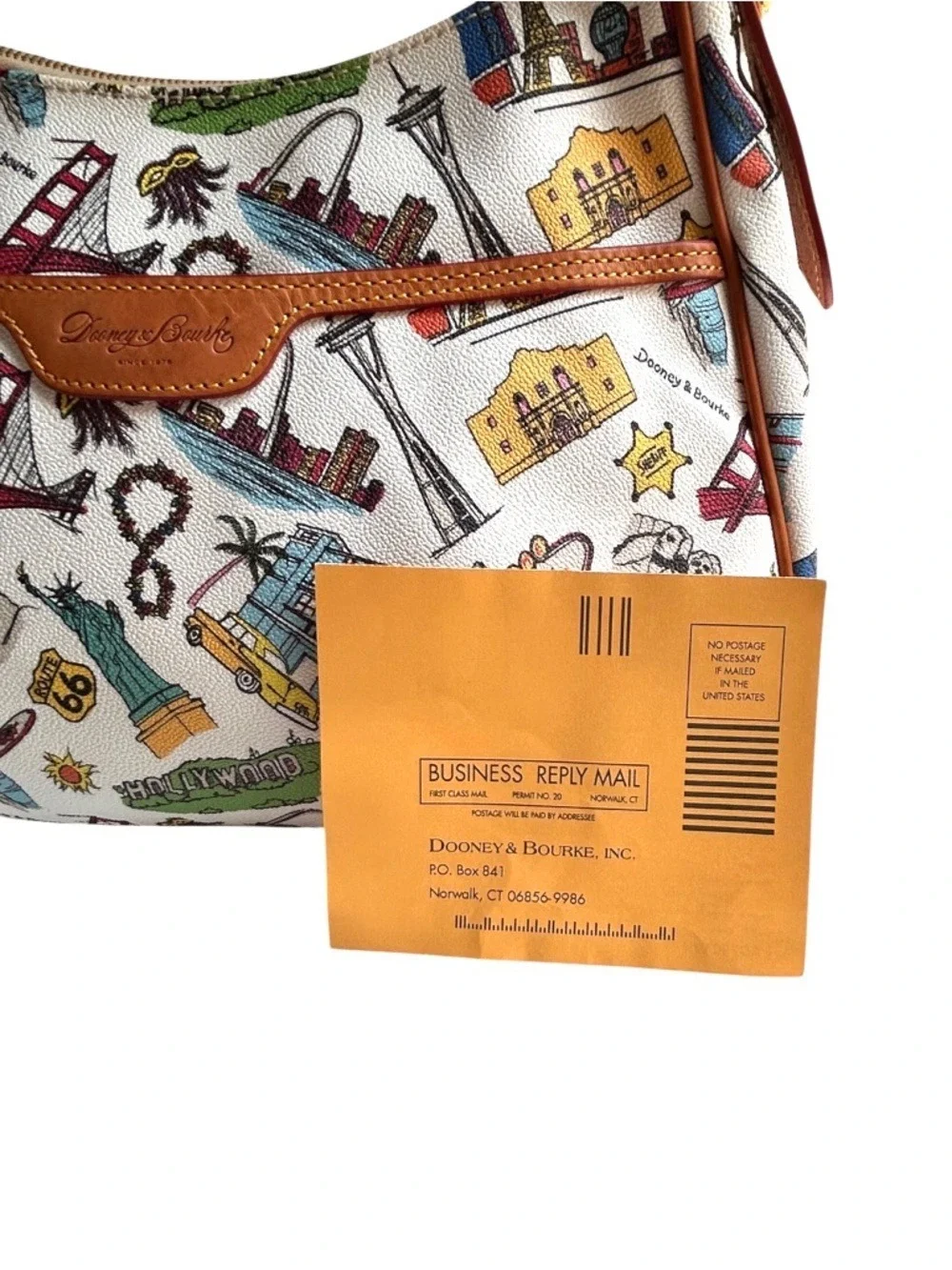NWOT Dooney & Bourke East West Colins Hobo Bag Americana Icon Landmarks Bag